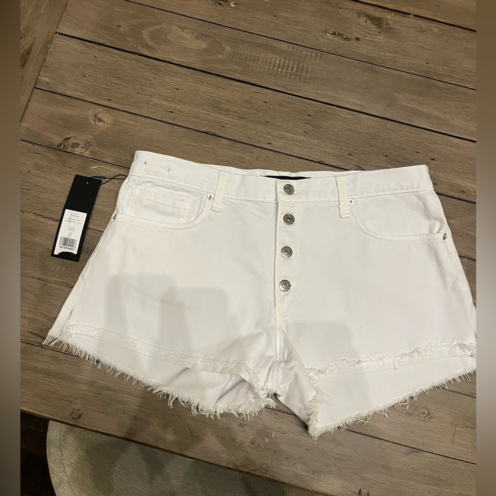 Veronica Beard- White Denim Shorts W/Fray